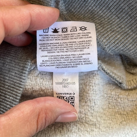 Converse embroidered star chevron full zip hoodie size L Vintage Grey Heather - Picture 13 of 14